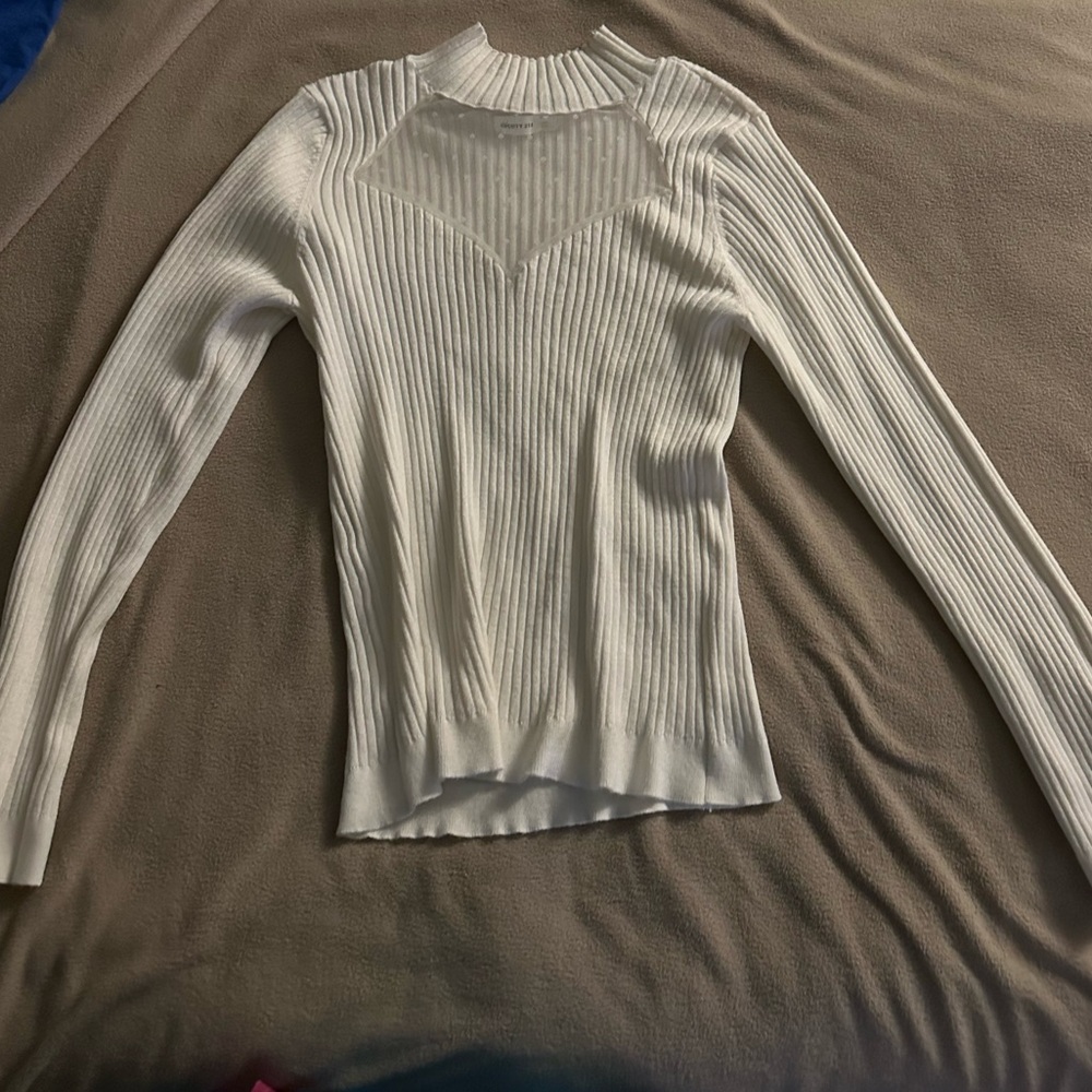 Semi See-through Top Long Sleeve Turtle neck